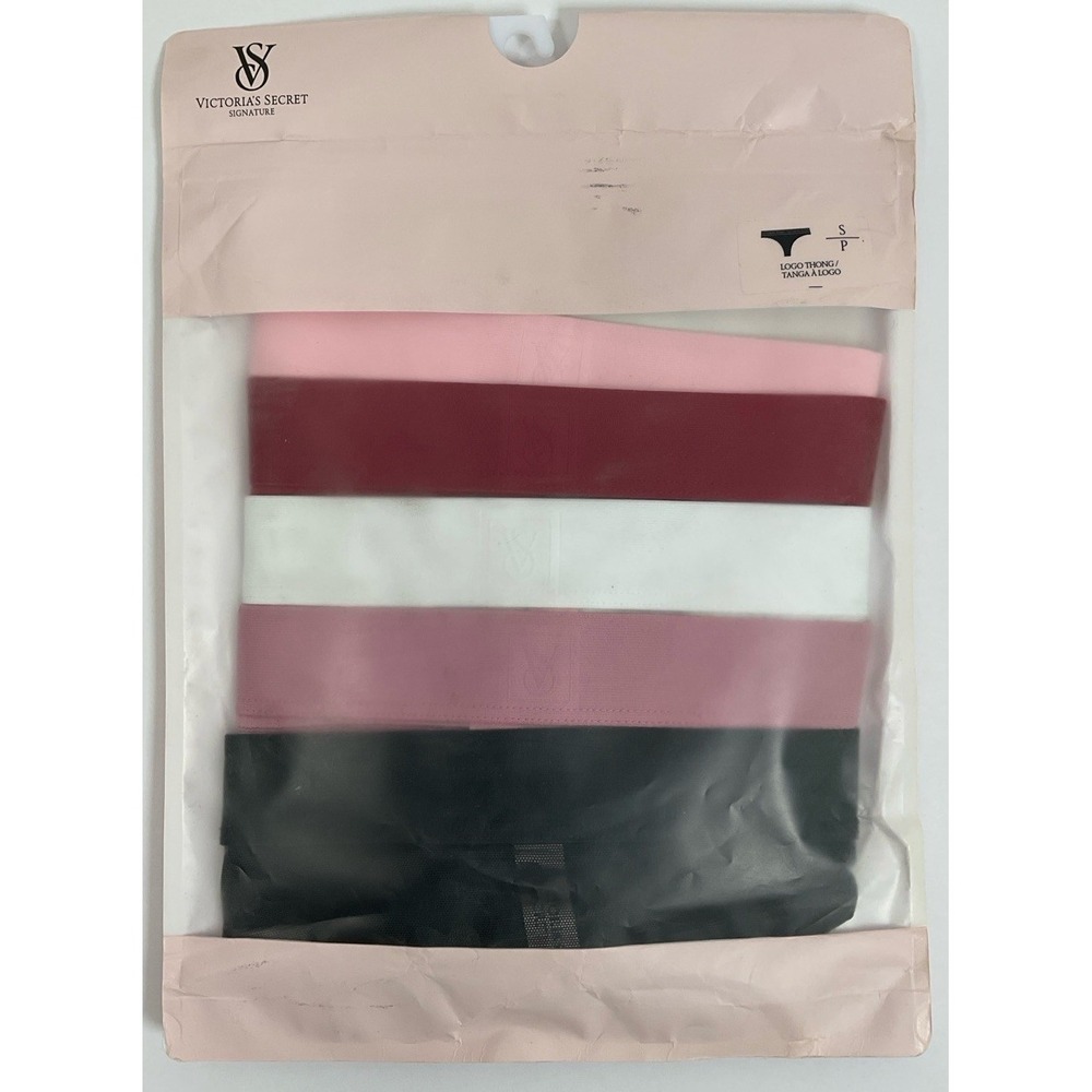 NIP Victoria's Secret 5 Pack Mesh Logo Thong Panties / Underwear - Small